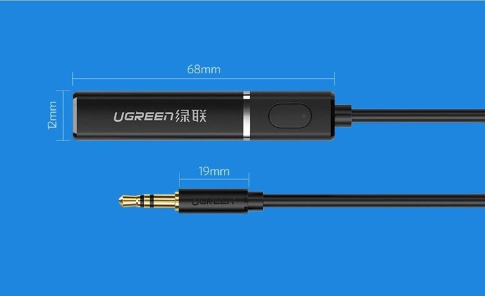 Ugreen transmiter Bluetooth 5.0 bezprzewodowy adapter audio 3,5 mm mini jack czarny 40761 CM107