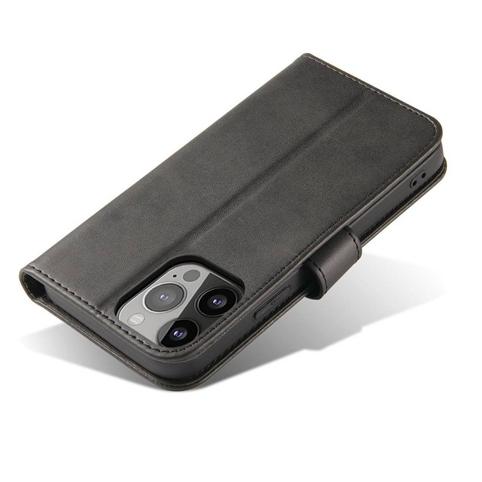 Etui portfel z klapką podstawką do iPhone 15 Plus Magnet Case - czarne