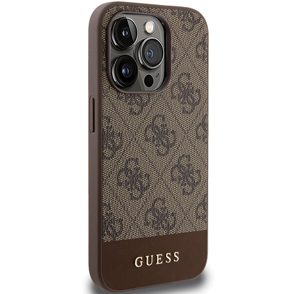 Etui Guess GUHCP15LG4GLBR iPhone 15 Pro 6.1" brązowy/brown hardcase 4G Stripe Collection Case