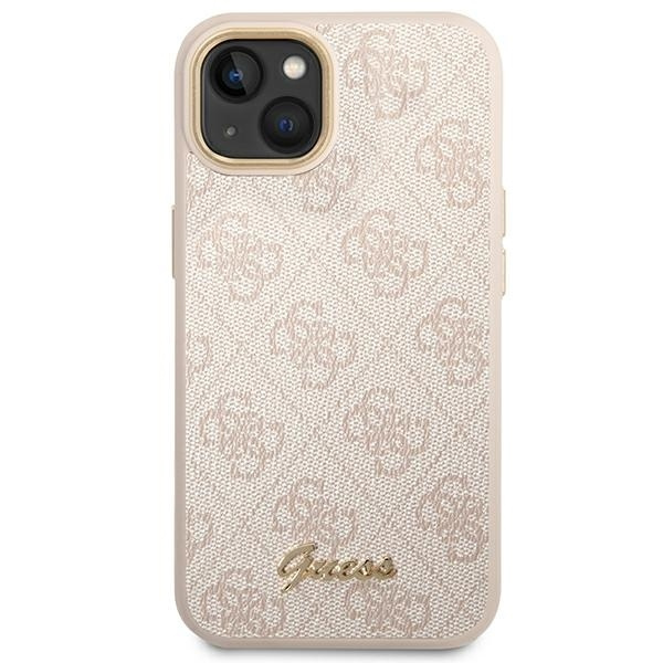 Etui GUESS Apple iPhone 14 4G Vintage Gold Logo Różowy Hardcase