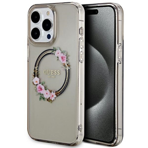 Etui Guess Guhmp15xhfwfck Iphone 15 Pro Max 6.7" Czarny/black Hardcase Iml Flowers Wreatch Magsafe Case