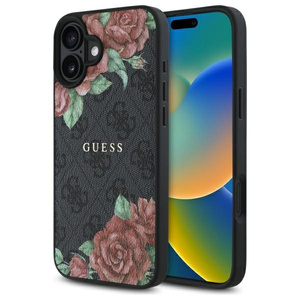 Guess GUHMP16SP4ROPEMCK iPhone 16 6.1"    czarny/black hardcase 4G Flowers Print MagSafe