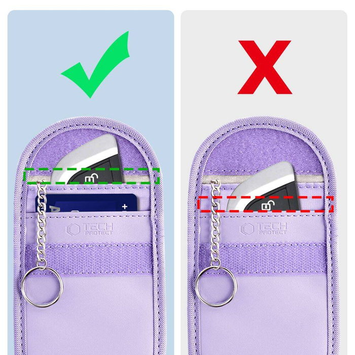 KLATKA FARADAYA TECH-PROTECT KLR100 POUCH KEYLESS RFID SIGNAL BLOCKER CASE LAVENDER