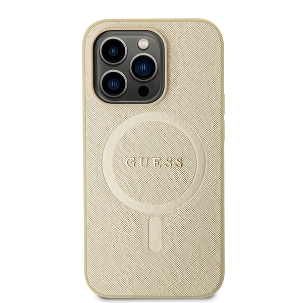 Etui Guess GUHMP15LPSAHMCB iPhone 15 Pro 6.1" złoty/gold hardcase Saffiano MagSafe Case