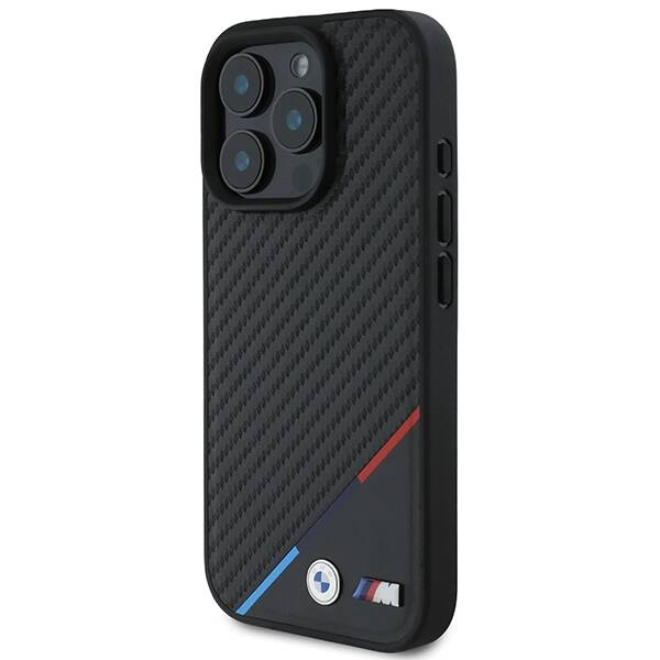 Etui BMW iPhone 16 Pro Max 6.9" czarny/black hardcase M Carbon Tricolor Line MagSafe