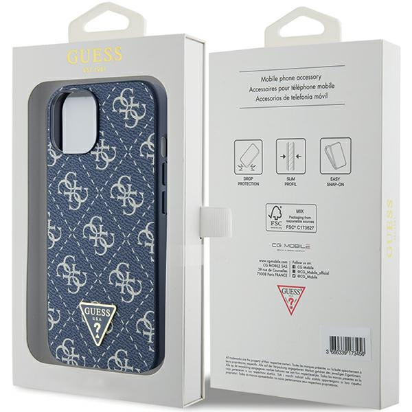 Etui Guess GUHCP15SPG4GPB iPhone 15 / 14 / 13 6.1" niebieski/blue hardcase 4G Triangle Metal Logo Case