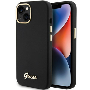 Etui Guess GUHCP15SSMBSLK iPhone 15 6.1" czarny/black hardcase Silicone Script Metal Logo & Frame Case