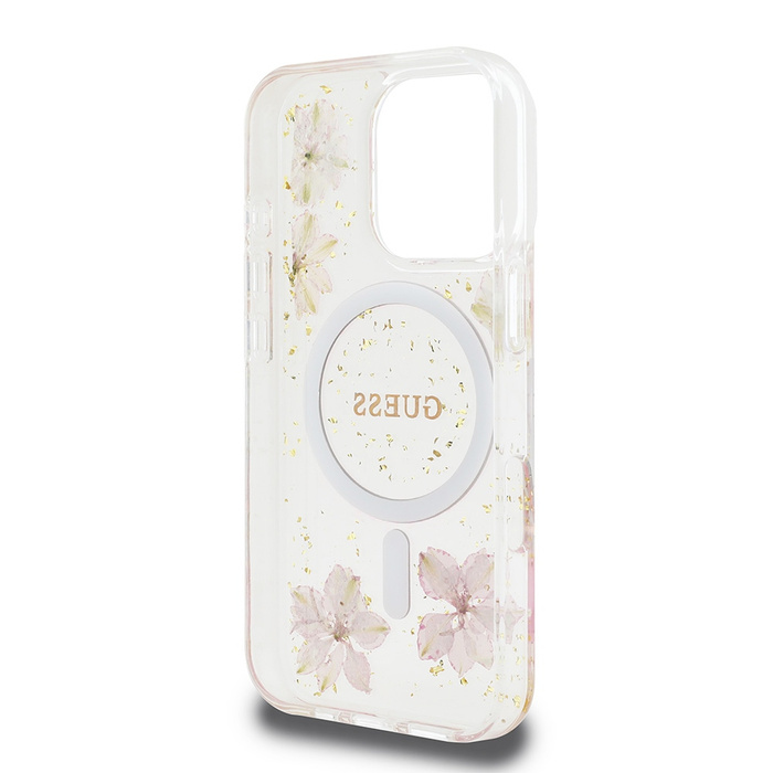 Guess GUHMP16LRBFGFGMP iPhone 16 Pro      6.3" różowy/pink hardcase Resin Flower Glitter MagSafe