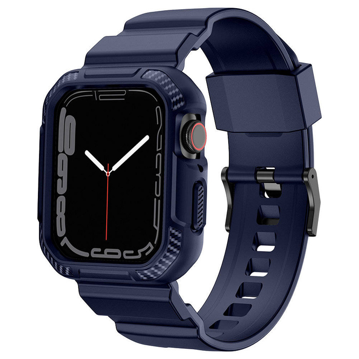 Pasek Kingxbar CYF106 2w1 pasek Apple Watch SE, 8, 7, 6, 5, 4, 3, 2, 1 (41, 40, 38 mm) z wbudowanym etui niebieski