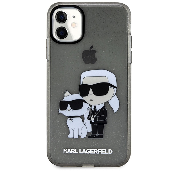 Etui Karl Lagerfeld iPhone 11 6,1" czarny/black hardcase Gliter Karl&Choupette