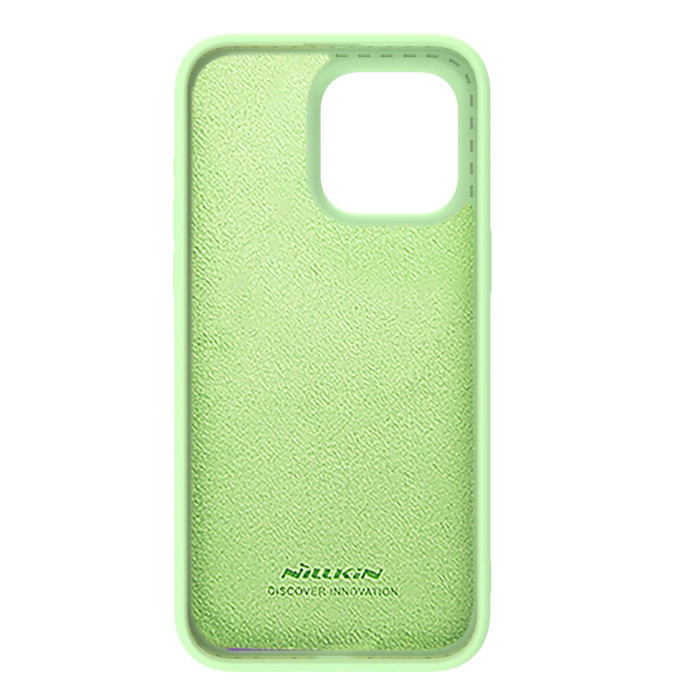 Silikonowe etui Nillkin CamShield Silky Silicone Case do iPhone 15 Pro Max z osłoną na aparat - miętowe