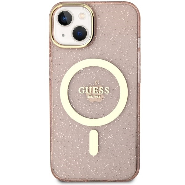 Etui Guess GUHMP14MHCMCGP iPhone 14 Plus 6.7" różowy/pink hardcase Glitter Gold MagSafe Case