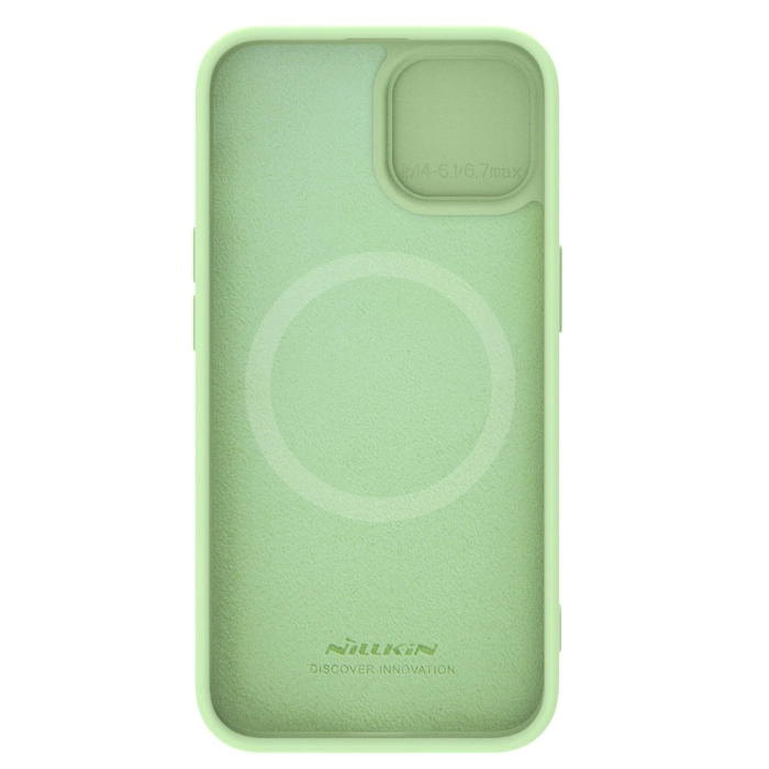 Silikonowe etui Nillkin CamShield Silky Silicone Case do iPhone 15 z osłoną na aparat - miętowe