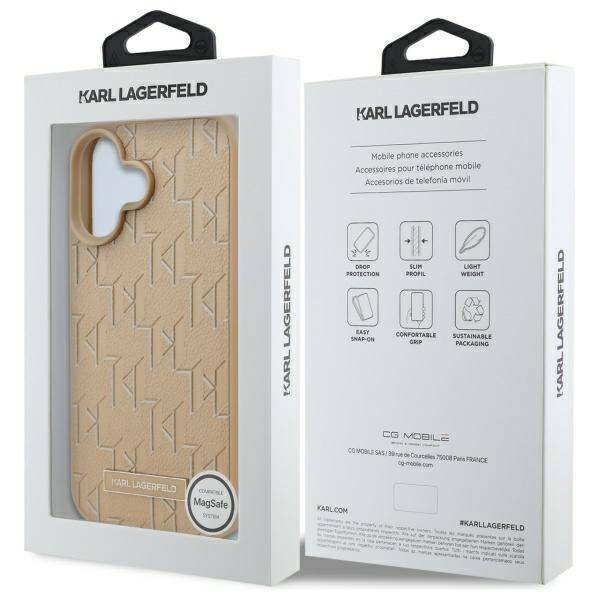 Etui Karl Lagerfeld iPhone 16 6.1" beżowy/beige hardcase Hot Stamp Magsafe