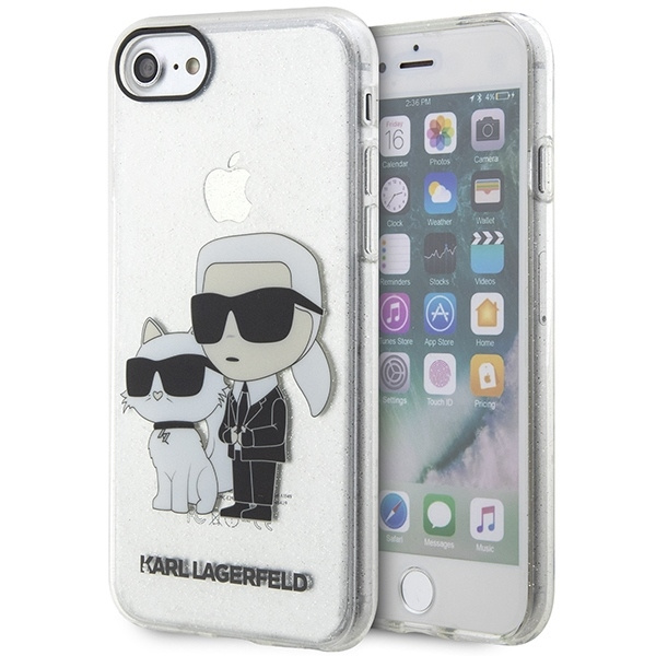 Etui Karl Lagerfeld KLHCI8HNKCTGT iPhone 7/8/ SE 2020 / SE 2022 transparent hardcase Gliter Karl&Choupette Case