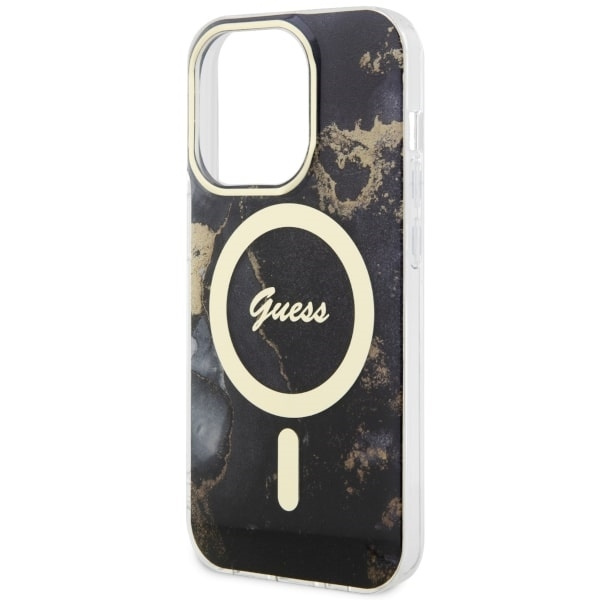 Etui Guess GUHMP14LHTMRSK iPhone 14 Pro 6.1" czarny/black hardcase Golden Marble MagSafe Case