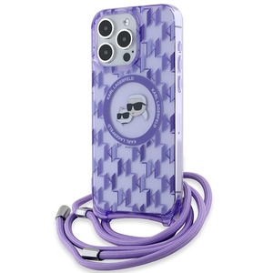 Etui Karl Lagerfeld KLHMP15LHCKCKLCU iPhone 15 Pro 6.1" fioletowy/purple hardcase IML Crossbody Monogram Karl & Choupette Head MagSafe