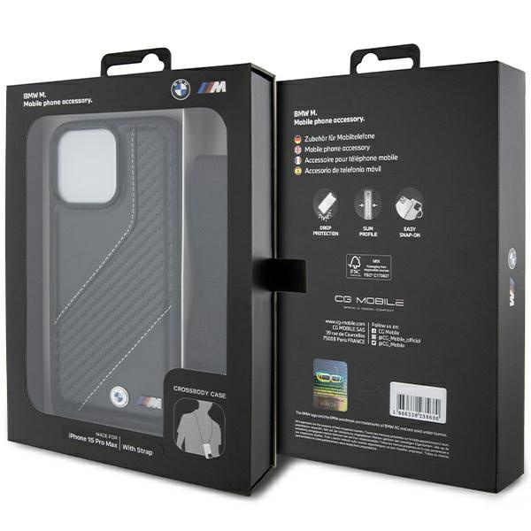 Etui Bmw Bmhcp15l23pscck Iphone 15 Pro 6.1" Czarny/black Hardcase M Edition Carbon Stripe & Strap Case