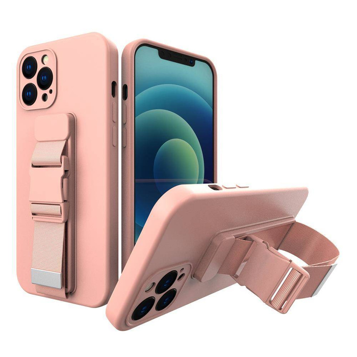 ETUI Rope Case silikonowe etui ze smyczą torebka smycz pasek do Xiaomi Poco M4 Pro 5G różowy CASE