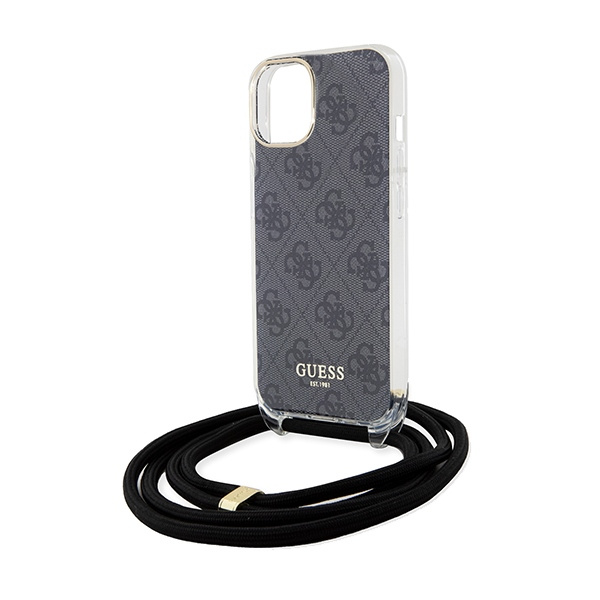 Etui Guess GUHCP15SHC4SEK iPhone 15 / 14 / 13 6.1" czarny/black hardcase Crossbody Cord 4G Print Case