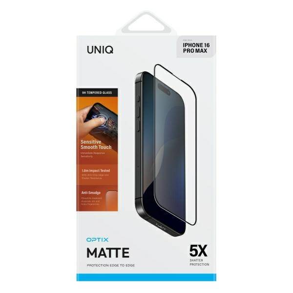 UNIQ Optix Matte iPhone 16 Pro Max 6.7" matowe szkło hartowane z aplikatorem