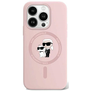 Etui Karl Lagerfeld KLHMP15XSCMKCRHP iPhone 15 Pro Max 6.7" różowy/pink hardcase Silicone Karl & Choupette Ring MagSafe