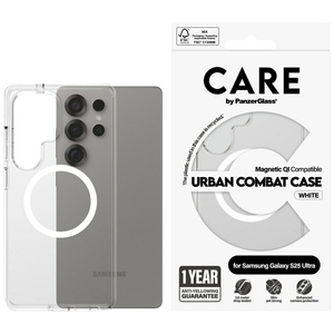 Etui CARE by PanzerGlass Flagship Urban   Combat White QI do Samsung Galaxy S25 Ultra przezroczysty