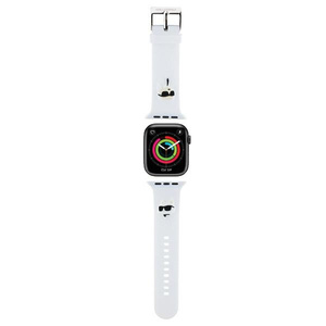 Pasek Karl Lagerfeld Pasek KLAWMSLKCNH Apple Watch 38 / 40 / 41mm biały/white strap 3D Rubber Karl&Choupette Heads 