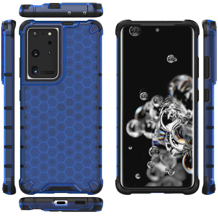 Honeycomb etui pancerny pokrowiec z żelową ramką Samsung Galaxy S22 Ultra niebieski