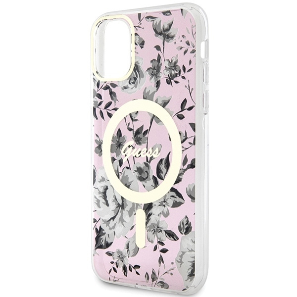 Etui Guess GUHMN61HCFWSP iPhone 11 / Xr 6.1" różowy/pink hardcase Flower MagSafe Case