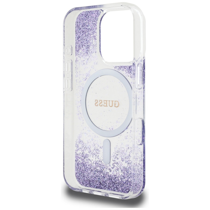 Etui Guess HC Resin Bottom Glitter do     iPhone 16 Pro Max MagSafe fioletowy