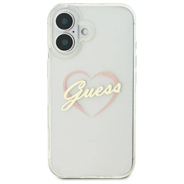 Etui Guess iPhone 16 plus 6.7" przeźroczysty/transparent hardcase IML Heart