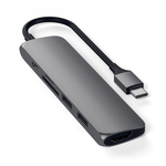 Satechi Aluminium Adapter Slim v2 - aluminiowy adapter podróżny do urządzeń mobilnych USB-C (USB-C, 2x USB-A, 4K HDMI, czytnik kart micro/SD) (space gray)