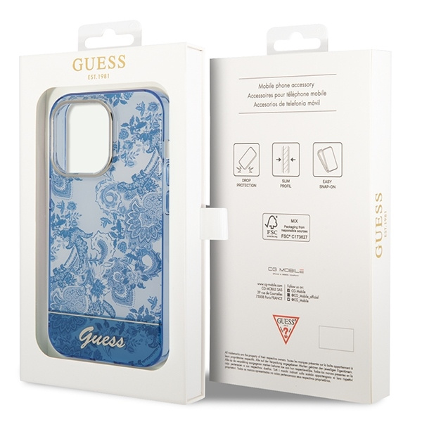 Etui GUESS Apple iPhone 14 Pro Porcelain Collection Niebieski Hardcase