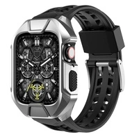 [PO ZWROCIE] Kingxbar CYF136 2w1 pancerne etui Apple Watch SE, 6, 5, 4 (44 mm) ze stali nierdzewnej z paskiem srebrne