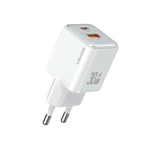 USAMS Ład. siec. 1xUSB+1xUSB-C PD30W 3A (only head) PD3.0 Fast Charging biały/white X-ron Series CC189TC02 (US-CC189)