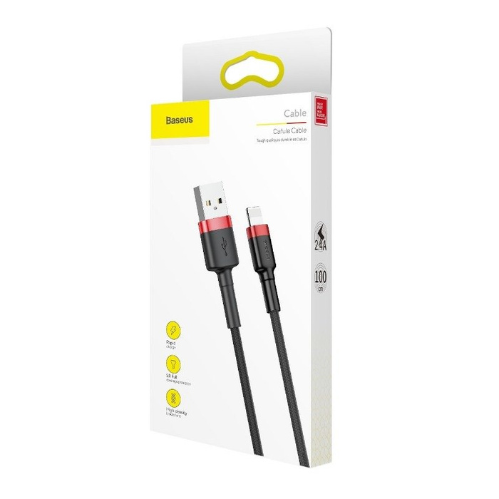 Kabel Lightning USB BASEUS Cafule 2,4A 1m czarno-czerwony