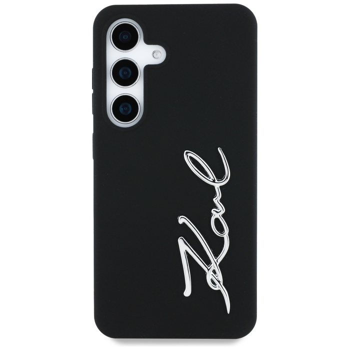 Etui Karl Lagerfeld Silicone Metal        Signature Logo do Samsung Galaxy S25 czarny