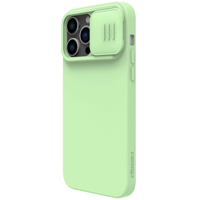 Nillkin CamShield Magnetic Silicone Case etui iPhone 14 Pro magnetyczny MagSafe pokrowiec z osłoną na aparat zielony