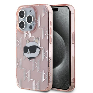 Etui Karl Lagerfeld KLHCP15LHKLPCHP iPhone 15 Pro 6.1" różowy/pink hardcase IML Choupette Head & Monogram