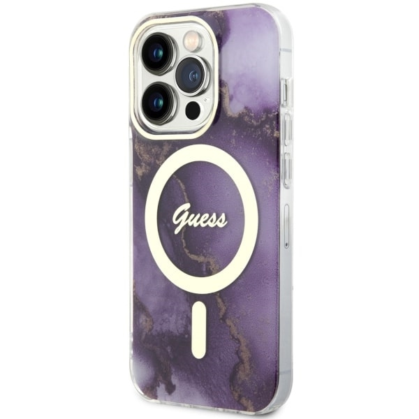 Etui Guess GUHMP14LHTMRSU iPhone 14 Pro 6.1" purpurowy/purple hardcase Golden Marble MagSafe Case