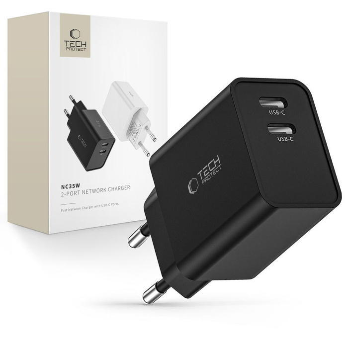 ŁADOWARKA TECH-PROTECT C35W 2-PORT NETWORK CHARGER PD35W BLACK