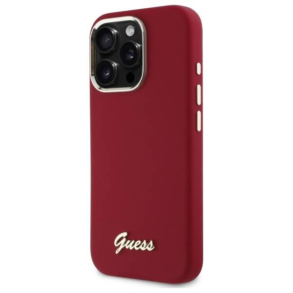 Etui Guess iPhone 16 Pro Max magenta hardcase Silicone Script Metal Logo