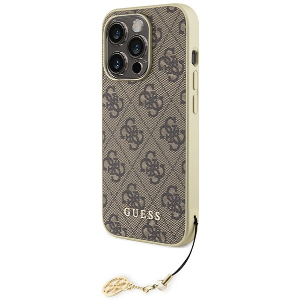 Etui Guess GUHCP15LGF4GBR iPhone 15 Pro 6.1" brązowy/brown hardcase 4G Charms Collection Case