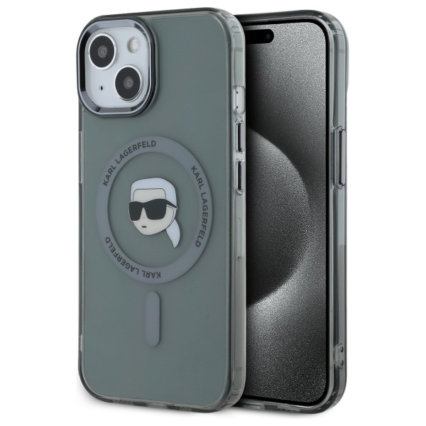 Karl Lagerfeld KLHMP15SHLSKIK iPhone 15   6.1" czarny/black hardcase IML Metal Karl Head MagSafe