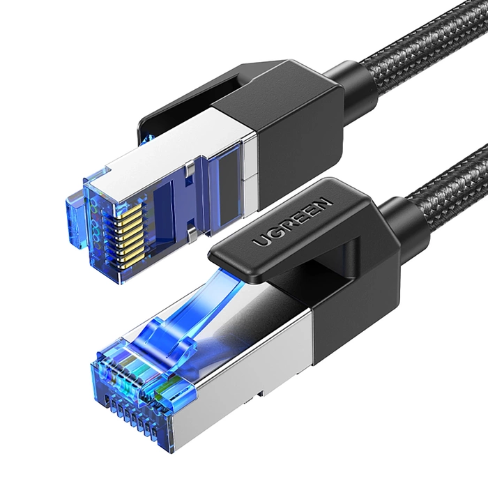 UGREEN NW153 Kabel sieciowy w oplocie, Ethernet RJ45, Cat.8, F/FTP, 1.5m (czarny)