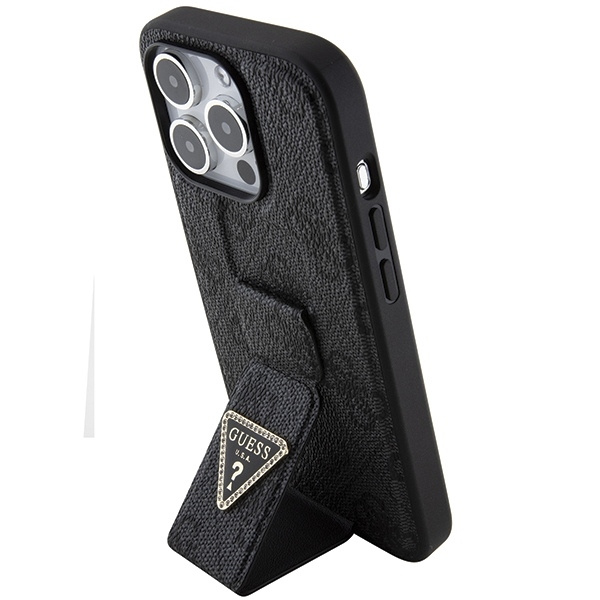 Etui Guess GUHCP15LPGS4TDK iPhone 15 Pro 6.1" czarny/black hardcase Grip Stand 4G Triangle Strass Case