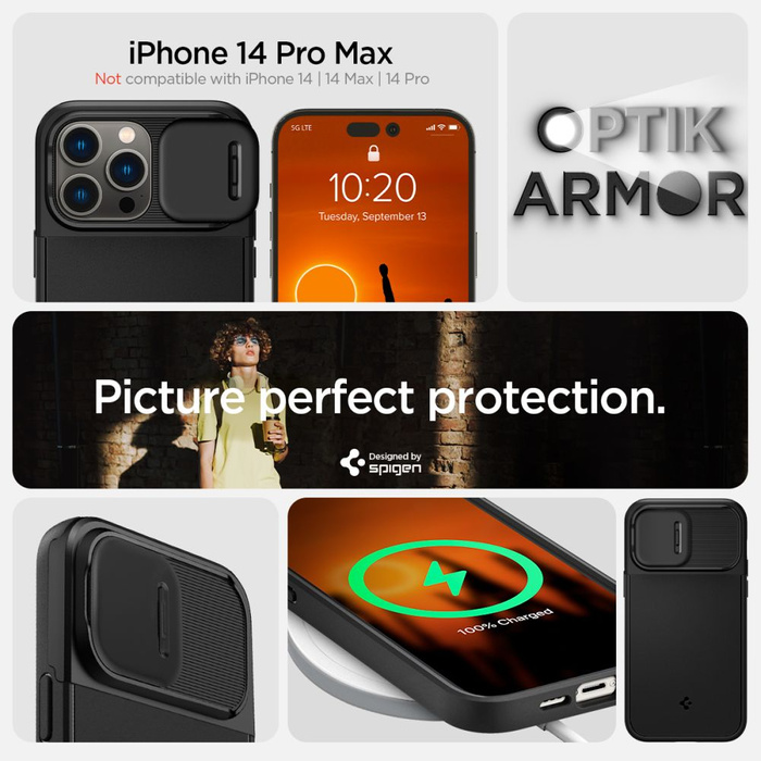 Etui Spigen iPhone 14 Pro Max Optik Armor Mag Magsafe Black