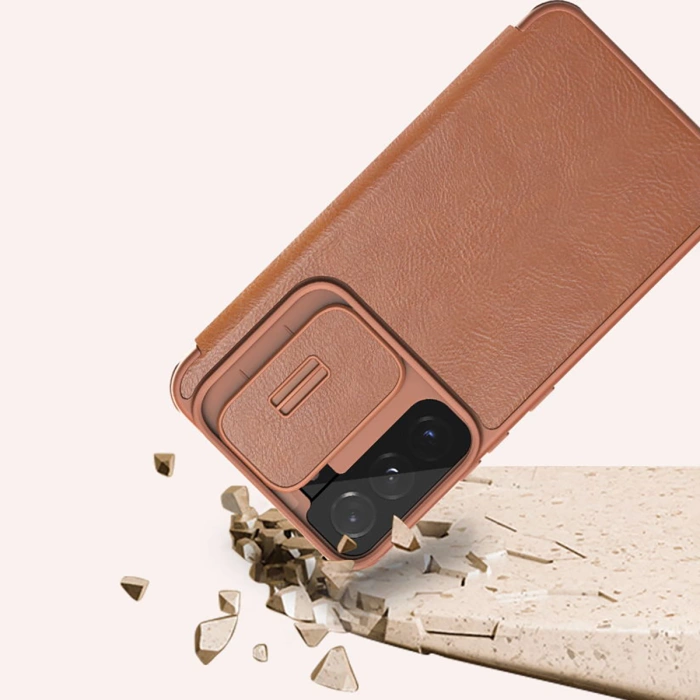 Nillkin Qin Leather Pro Case etui do Samsung Galaxy S22+ (S22 Plus) osłona na aparat kabura pokrowiec obudowa z klapką czarny