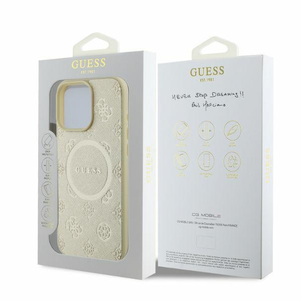 Etui Guess iPhone 16 Pro 6,3"złoty/gold HC MagSafe Safiano Peony Classic Logo